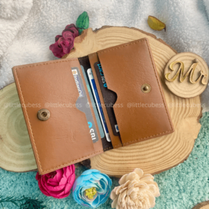 Personalised Folding Card Holder – Tan Brown